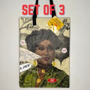 Lot of 3 Trader Joe’s Jolene Joni Crew Member Food Tote Bag Eco Reusable Shopper